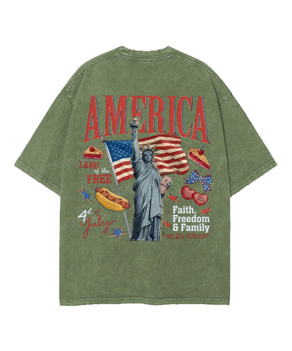 4th of July Double Sided Unisex Washed Christian T-shirt