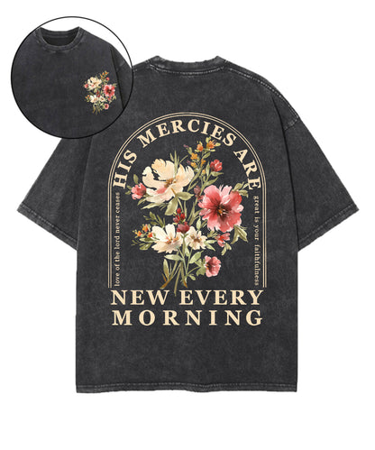 His Mercies Are New Every Morning Double Sided Unisex Washed Christian T-shirt