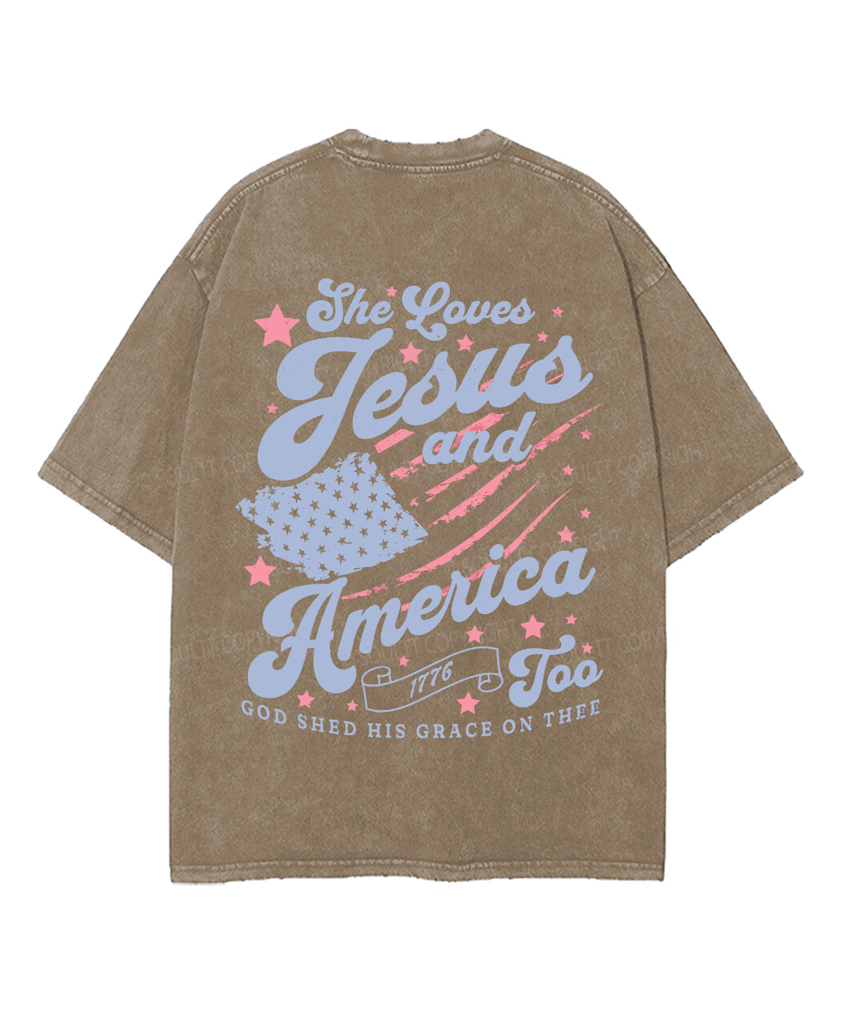 Love Jesus And America Too Double Sided Unisex Washed Christian T-shirt