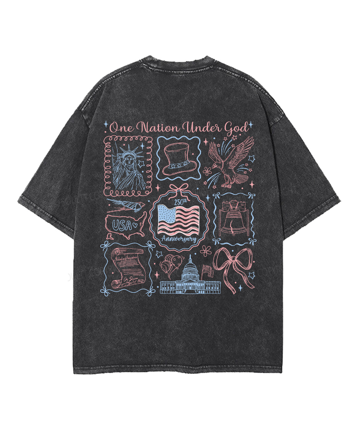 One Nation Under God Double Sided Unisex Washed Christian T-shirt