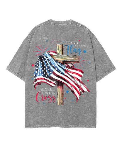 Stand For The Flag Double Sided Unisex Washed Christian T-shirt