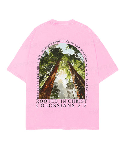 Rooted In Christ Double Sided Unisex Christian Washed T-Shirt & Shorts
