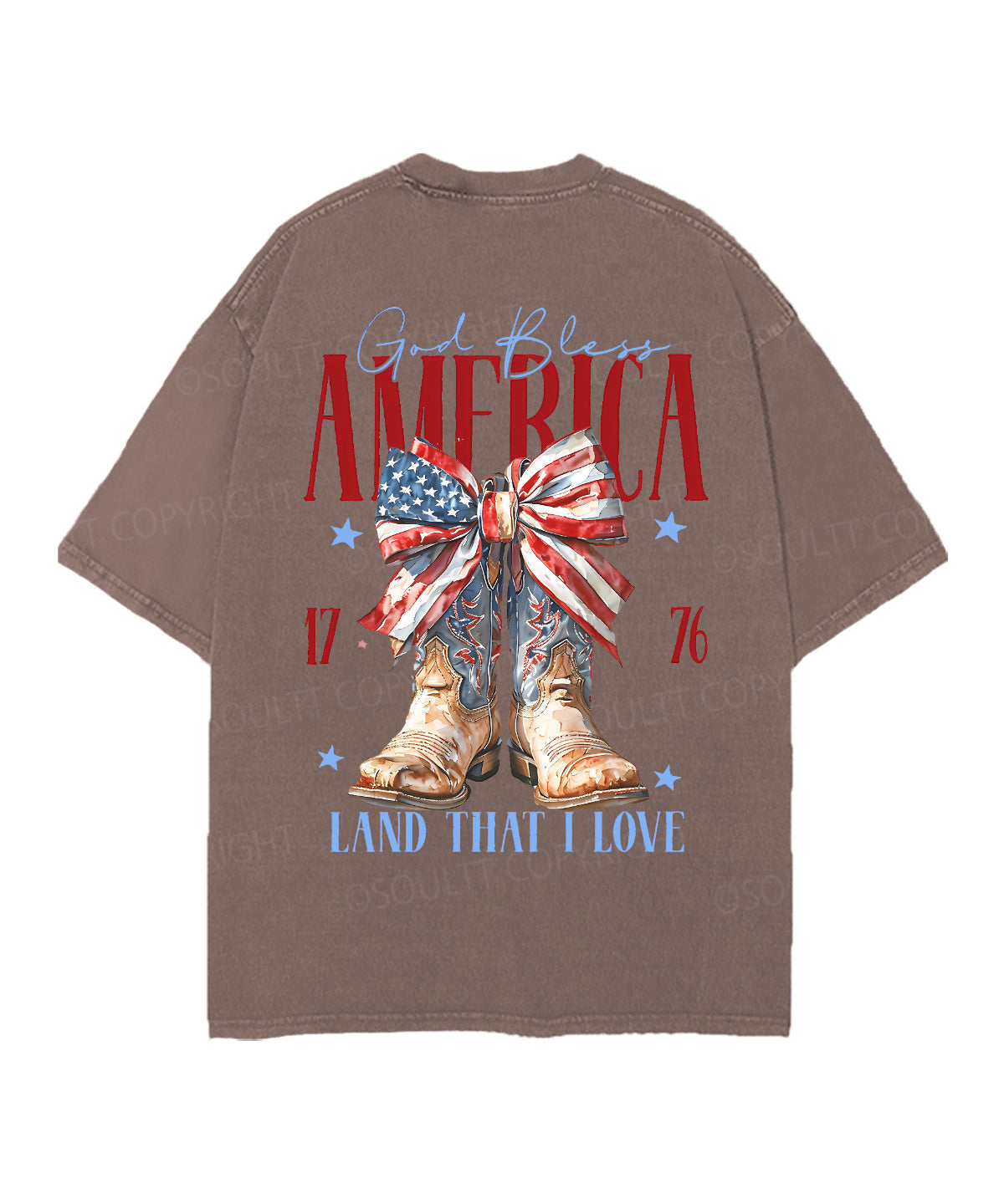 God Bless America Double Sided Unisex Christian Washed T-Shirt & Shorts