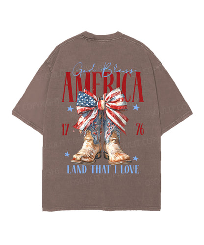 God Bless America Double Sided Unisex Christian Washed T-Shirt & Shorts