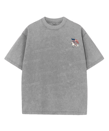We Love Jesus,And America Too Double Sided Unisex Washed Christian T-shirt