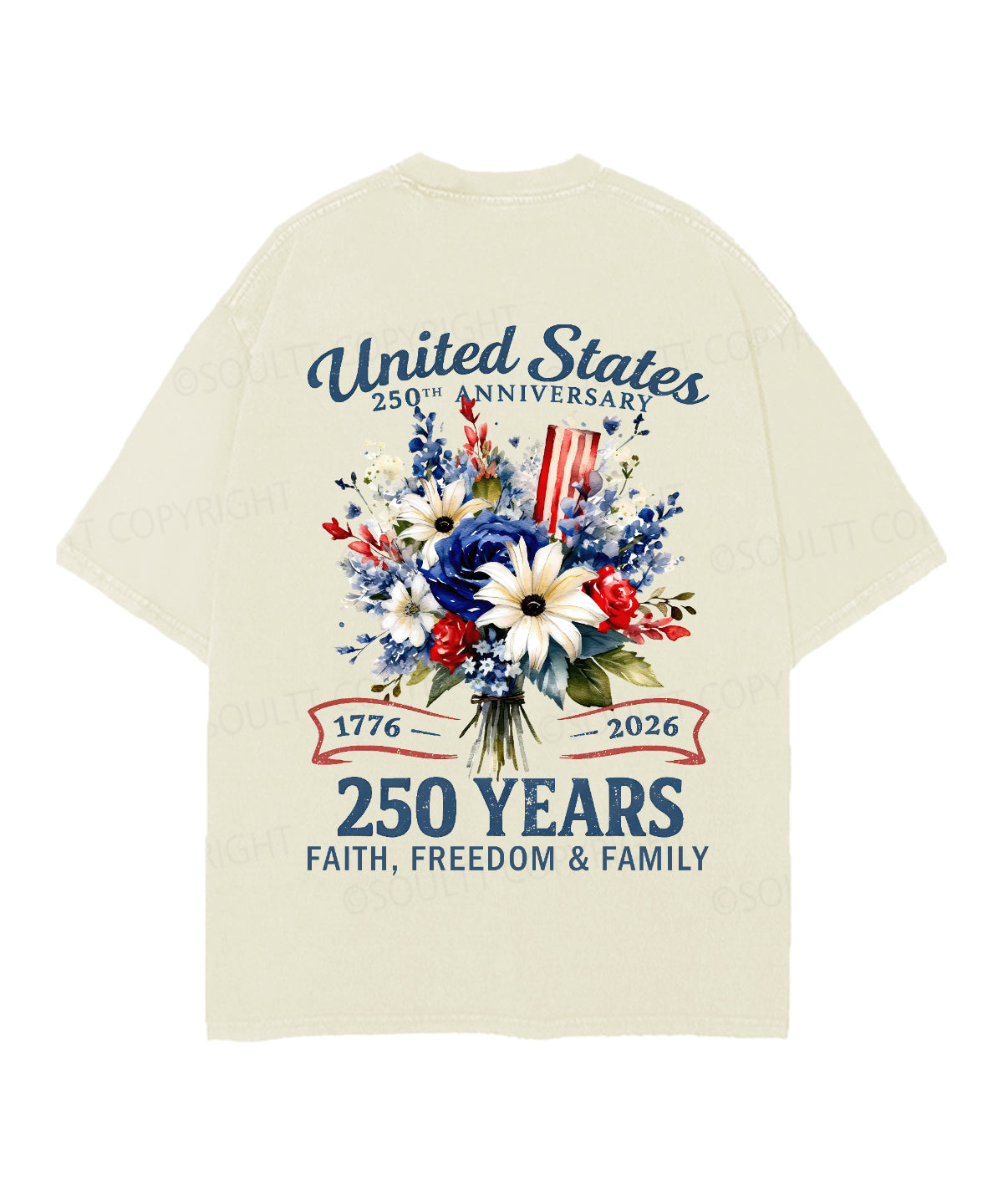 250 Years America Anniversary Double Sided Unisex Christian Washed T-Shirt & Shorts
