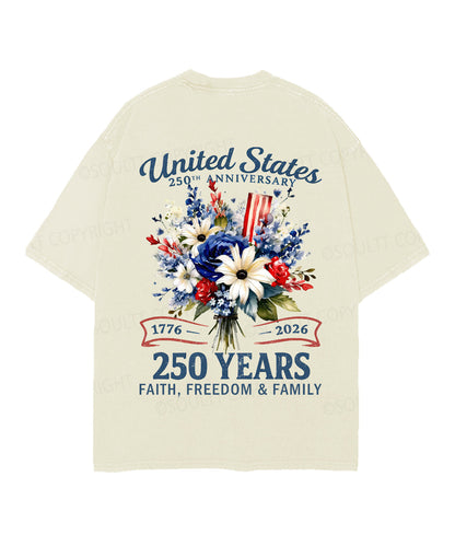 250 Years America Anniversary Double Sided Unisex Christian Washed T-Shirt & Shorts