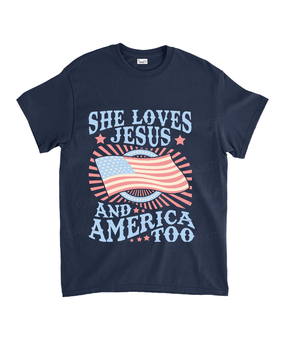 She Loves Jesus And America Too Unisex Cotton Christian T-Shirt
