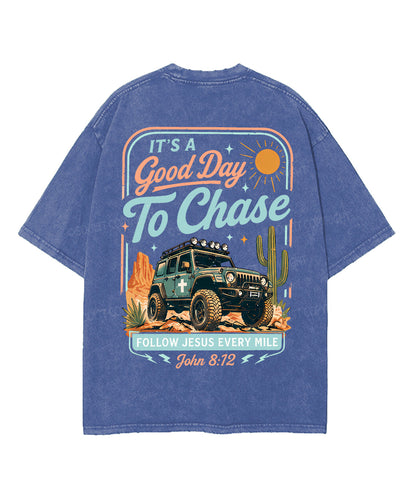 Follow Jesus Every Mile Double Sided Unisex Washed Christian T-shirt