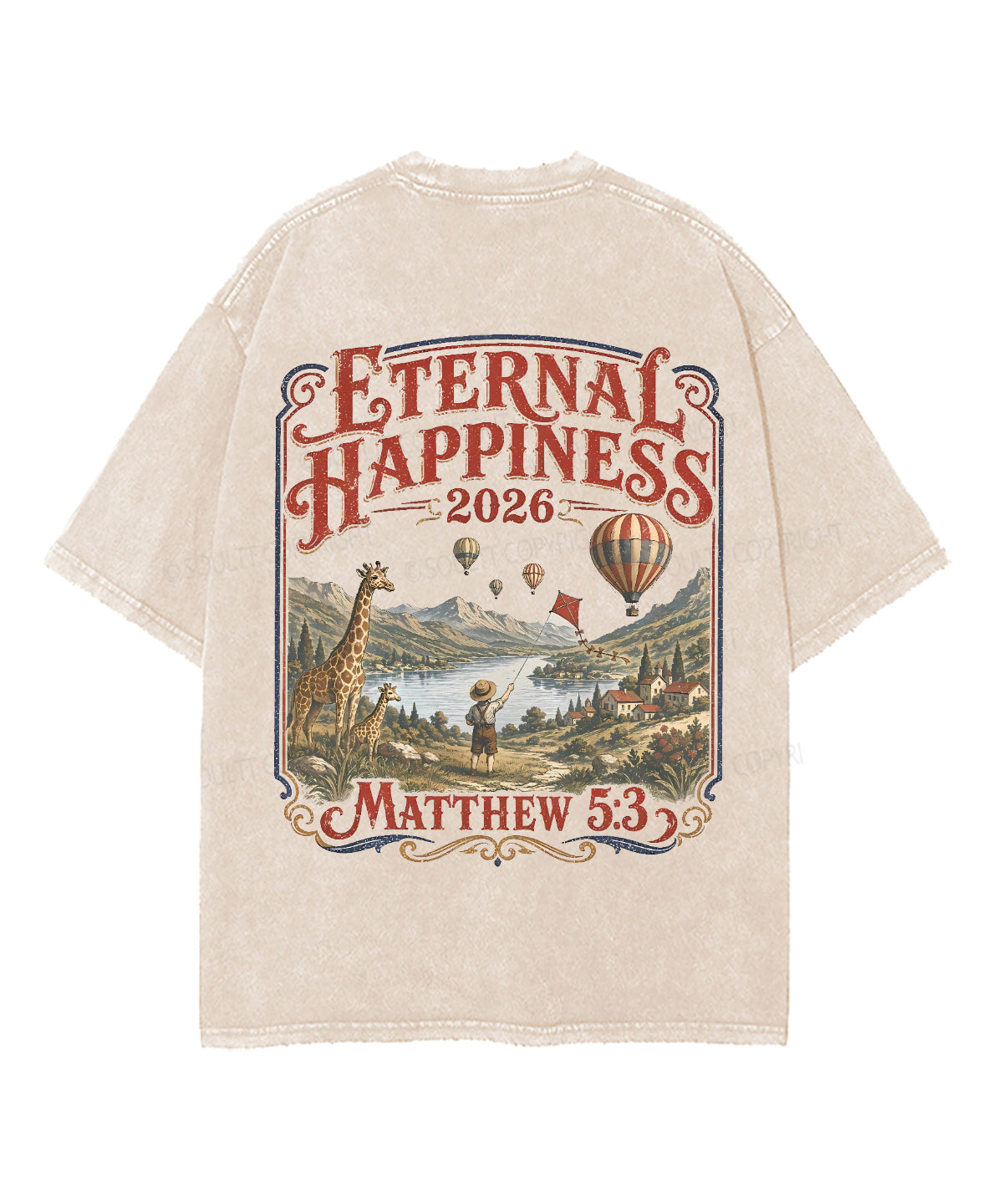 Eternal Happiness Double Sided Unisex Washed Christian T-shirt