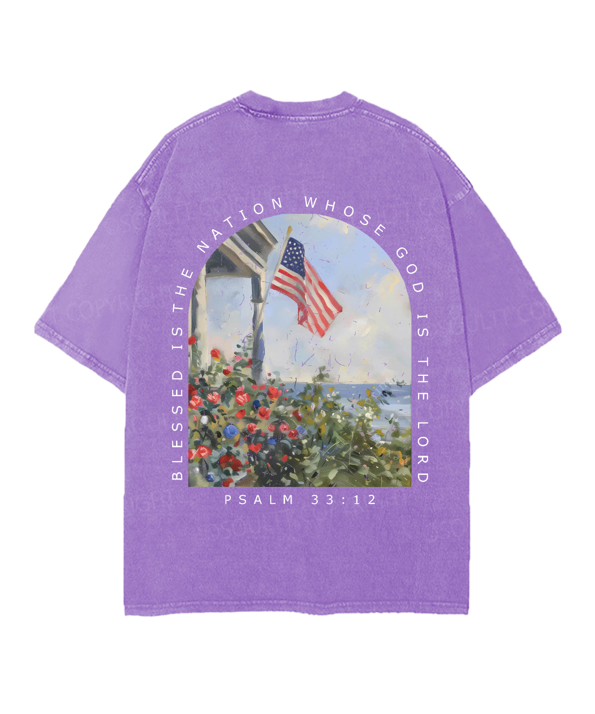 Blessed Is The Nation Whose God Is The Lord Double Sided Unisex Christian Washed T-Shirt & Shorts