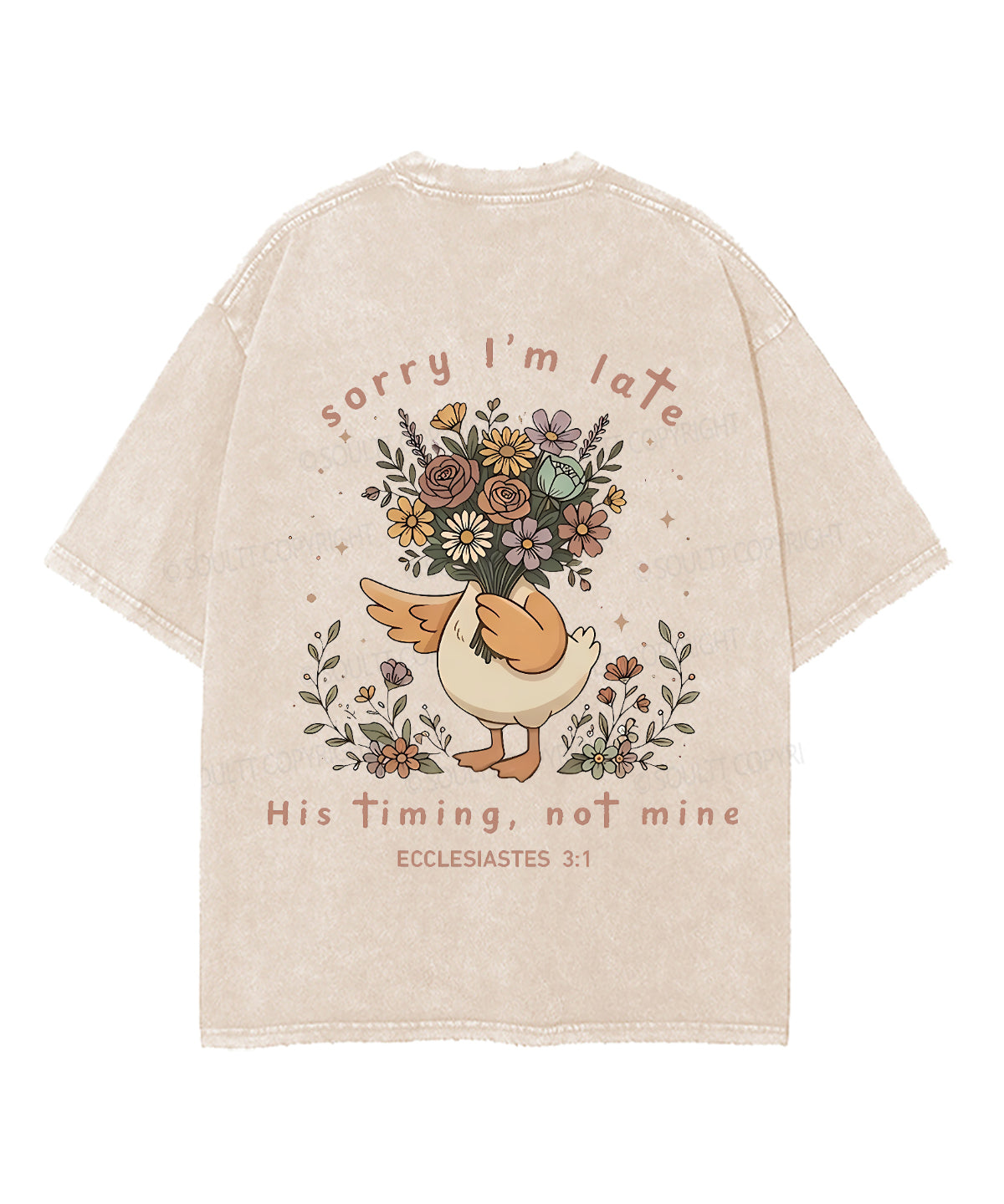 Sorry I’m Late, His Timing Not Mine Double Sided Unisex Washed Christian T-shirt