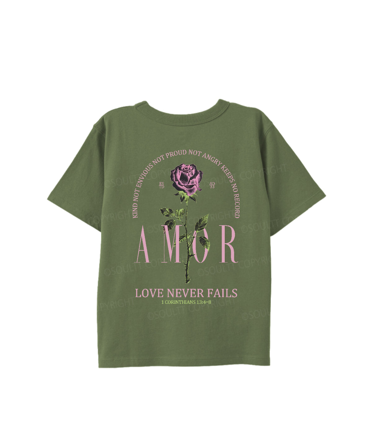 Kids Love Never Fails Double Sided Cotton Christian T-shirt