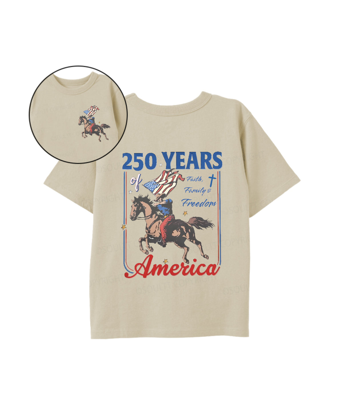 Kids 250 Years America Anniversary Double Sided Cotton Christian T-shirt