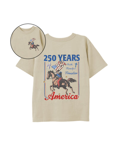 Kids 250 Years America Anniversary Double Sided Cotton Christian T-shirt