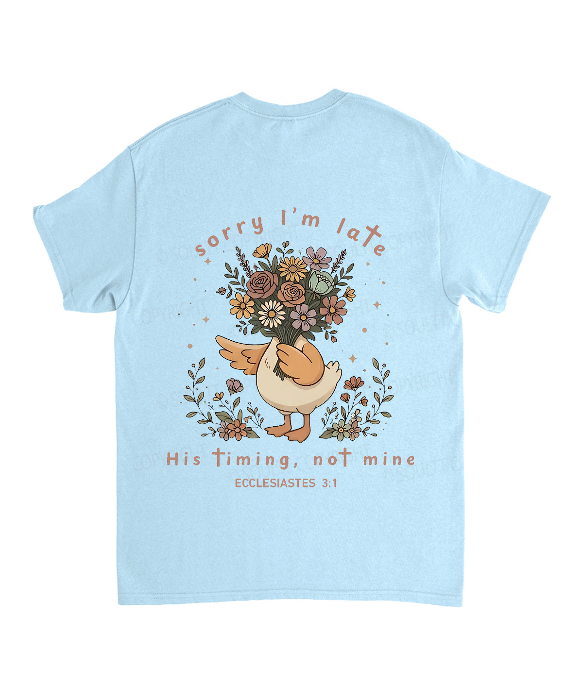 Sorry I’m Late, His Timing Not Mine Double Sided Unisex Cotton Christian T-Shirt