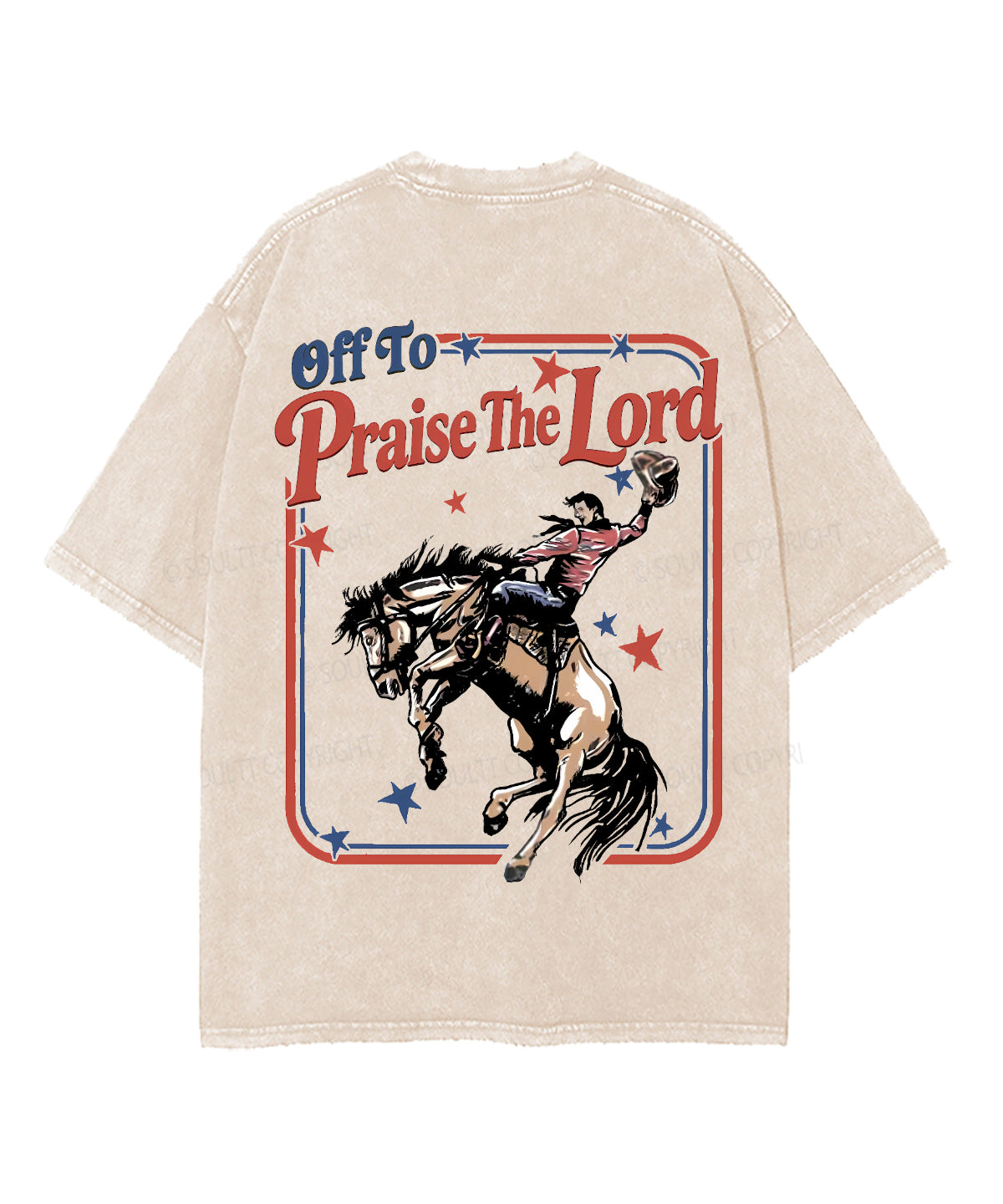Off To Praise The Lord Double Sided Unisex Washed Christian T-shirt
