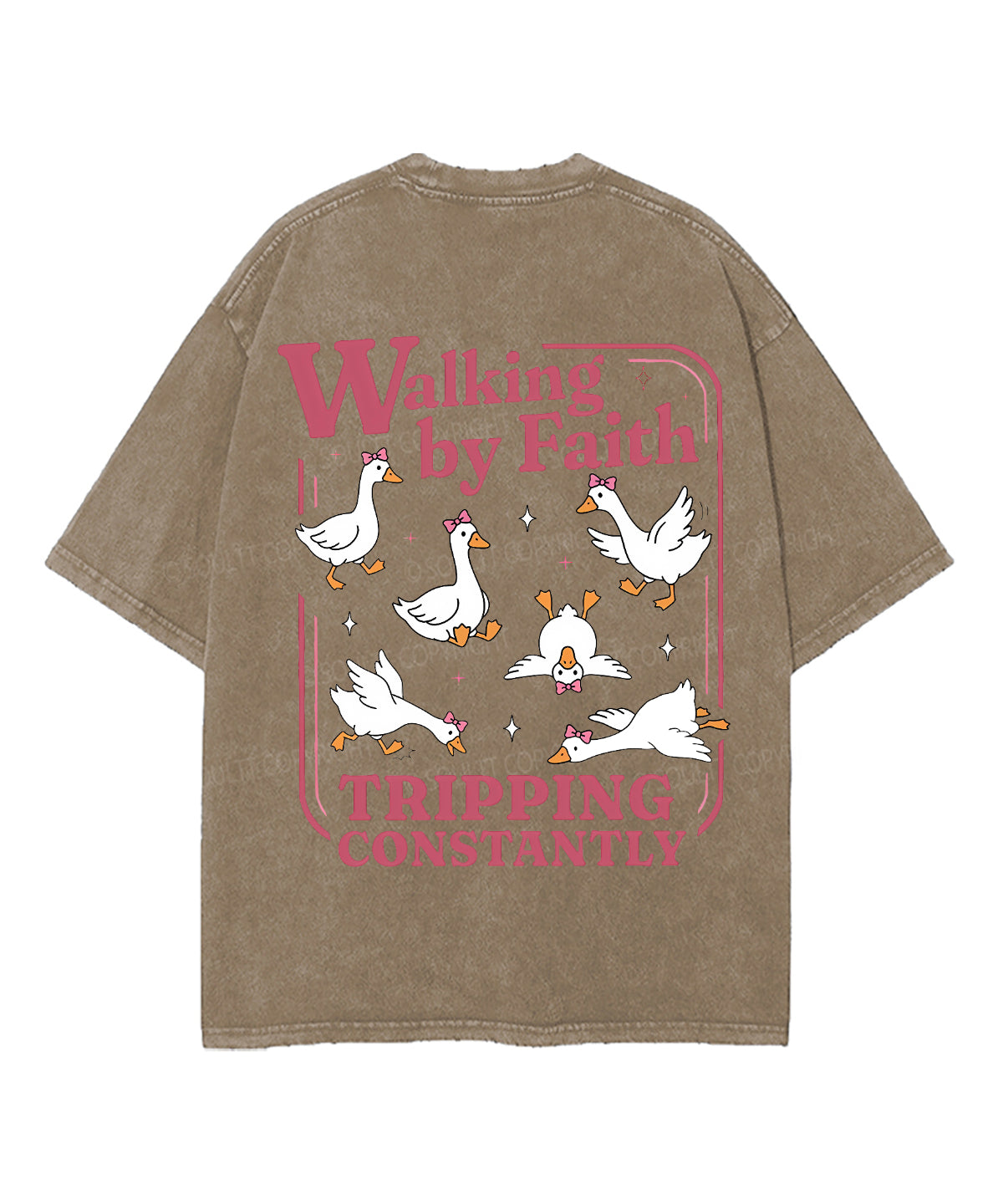 Walking By Faith Tripping Constantly Double Sided Unisex Washed Christian T-shirt