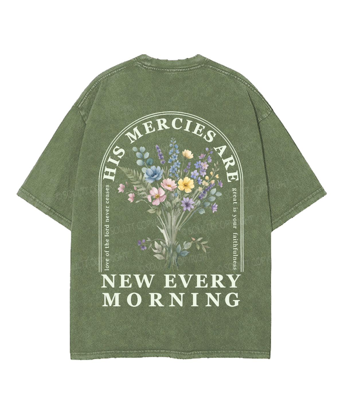 His Mercies Are New Every Morning Double Sided Unisex Washed Christian T-shirt