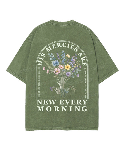 His Mercies Are New Every Morning Double Sided Unisex Washed Christian T-shirt