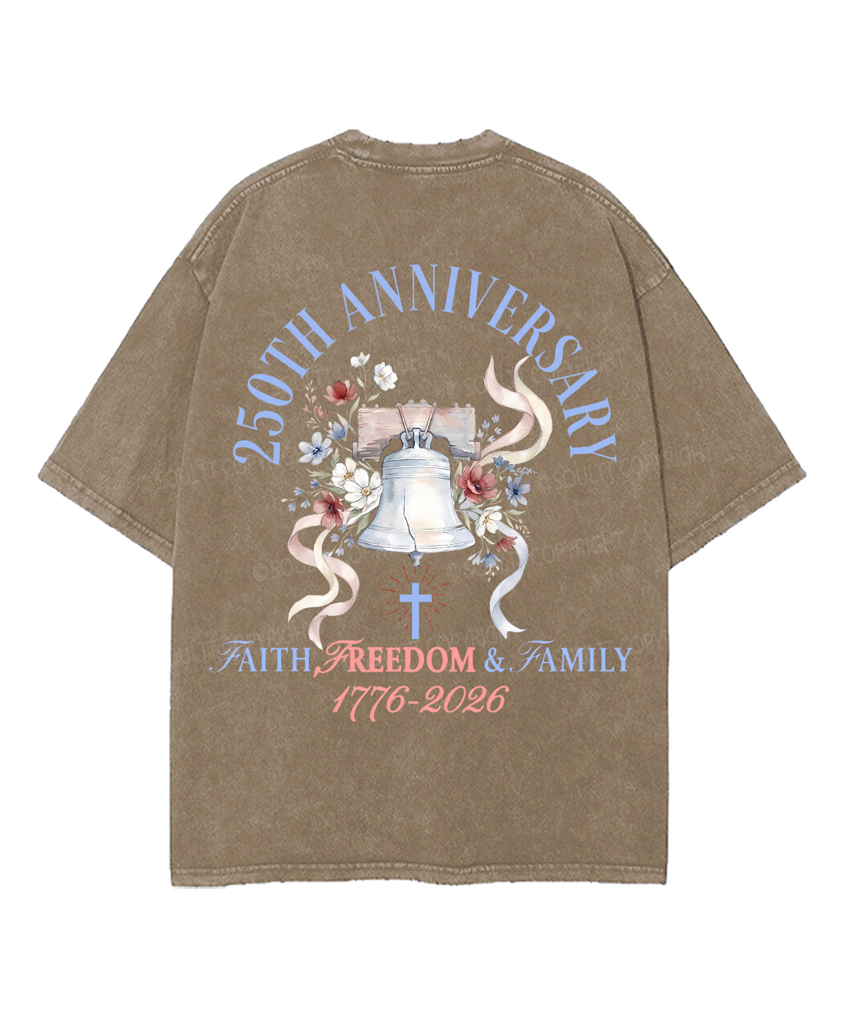 250 Years America Anniversary Double Sided Unisex Washed Christian T-shirt