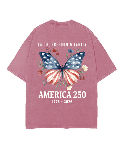250 Years America Anniversary Double Sided Unisex Christian Washed T-Shirt & Shorts