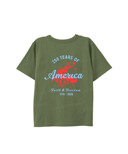 Kids 250 Years America Anniversary Double Sided Cotton Christian T-shirt