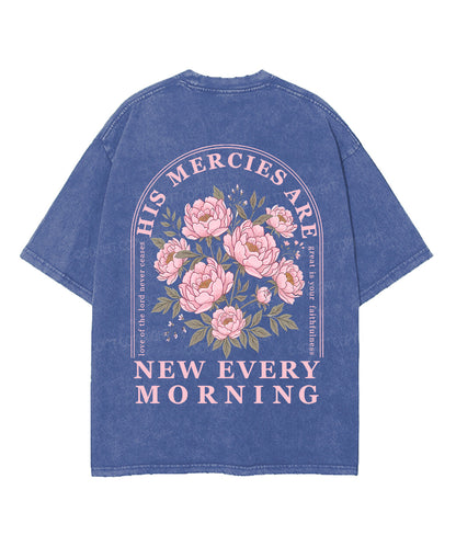 His Mercies Are New Every Morning Double Sided Unisex Washed Christian T-shirt