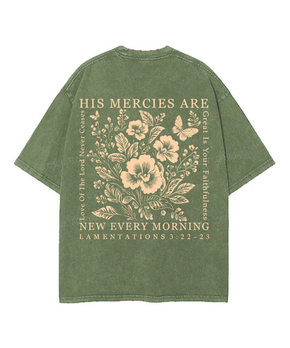 His Mercies Are New Every Morning Double Sided Unisex Washed Christian T-shirt