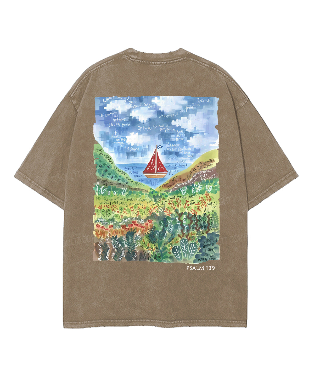 Fearfully And Wonderfully Made Double Sided Unisex Washed Christian T-shirt
