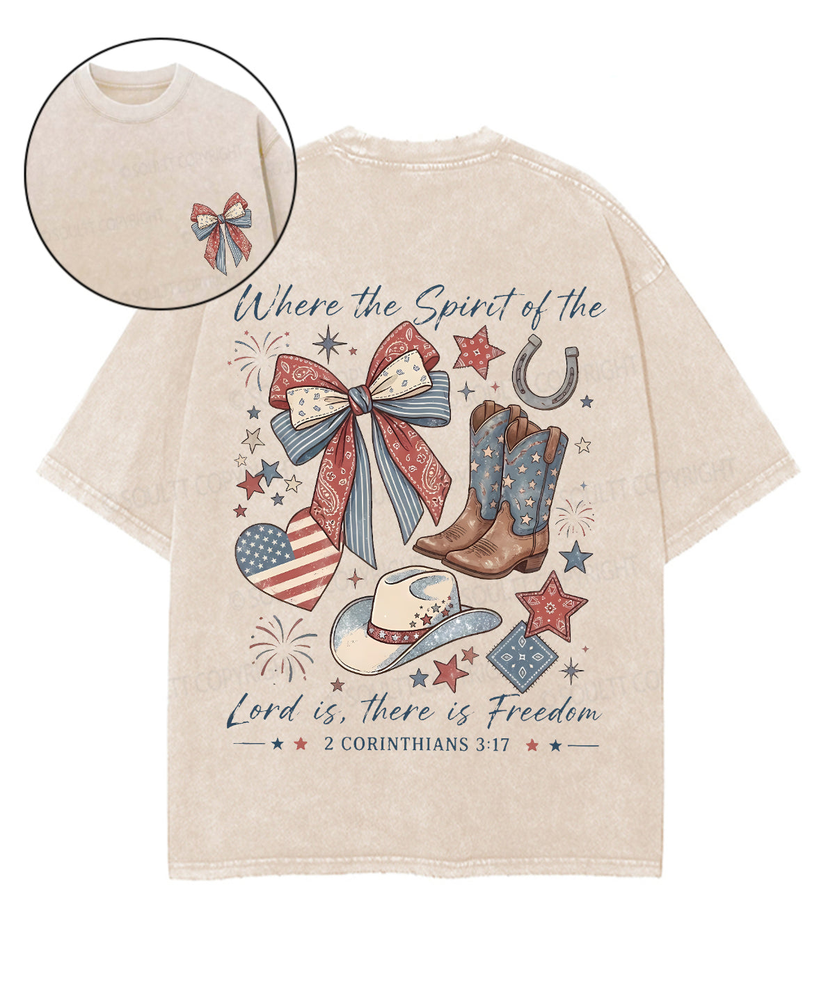 There Is Freedom Double Sided Unisex Washed Christian T-shirt