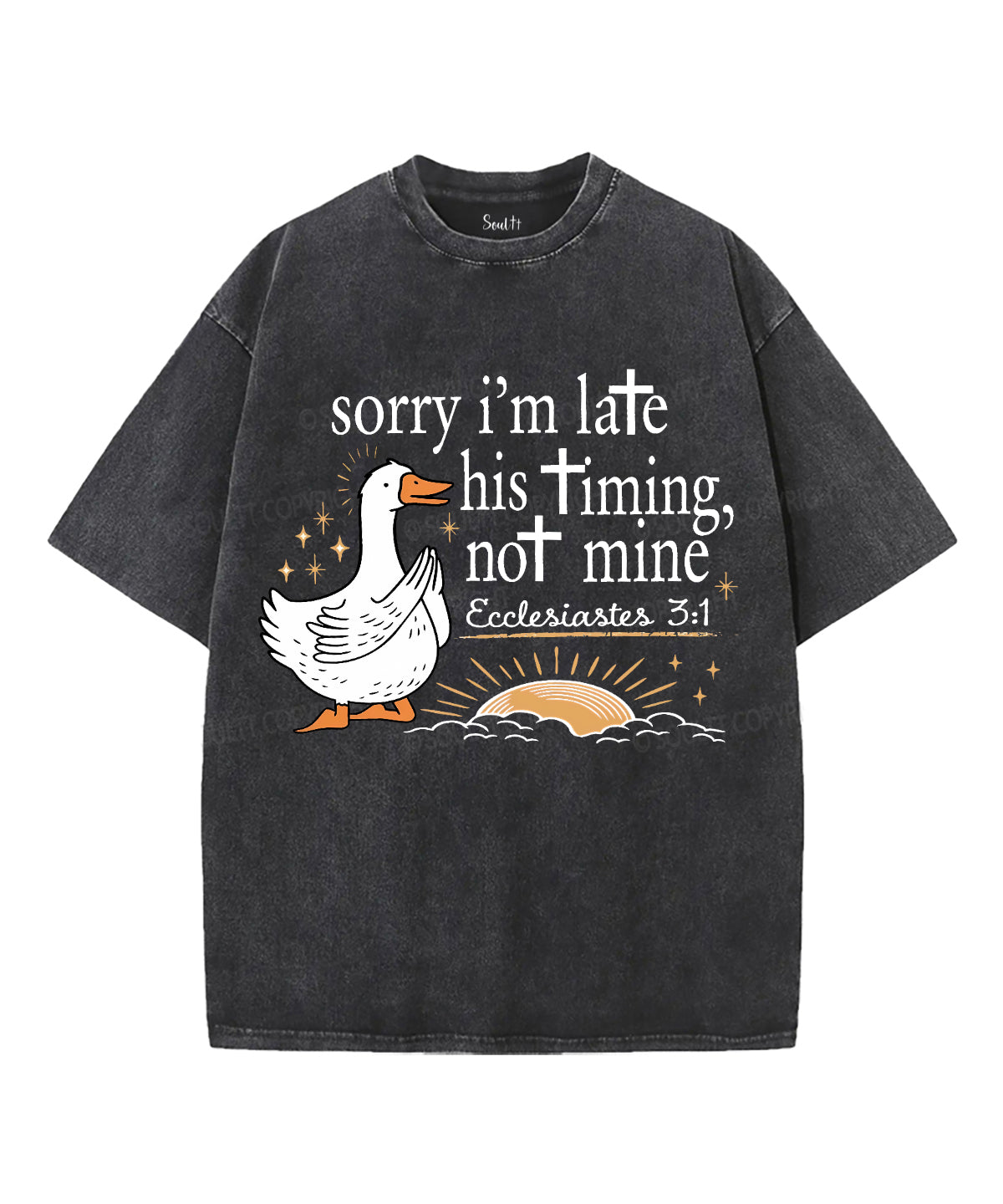 Sorry I'm Late Unisex Washed Christian T-shirt