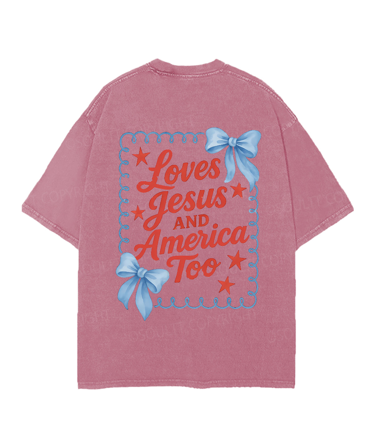 Loves Jesus And America Too Double Sided Unisex Christian Washed T-Shirt & Shorts