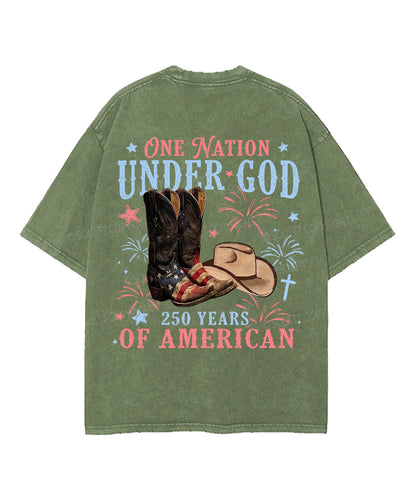 250 Years America Anniversary Double Sided Unisex Washed Christian T-shirt