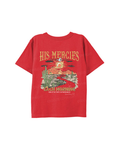 Kids His Mercies Are New Double Sided Cotton Christian T-shirt