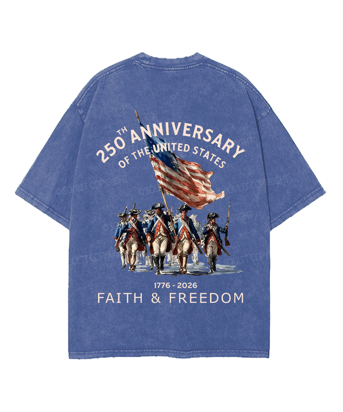 250 Years America Anniversary Double Sided Unisex Washed Christian T-shirt