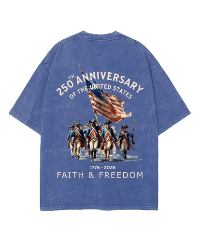 250 Years America Anniversary Double Sided Unisex Washed Christian T-shirt
