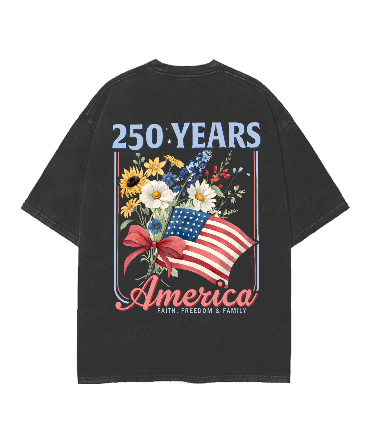 250 Years America Anniversary Double Sided Unisex Christian Washed T-Shirt & Shorts