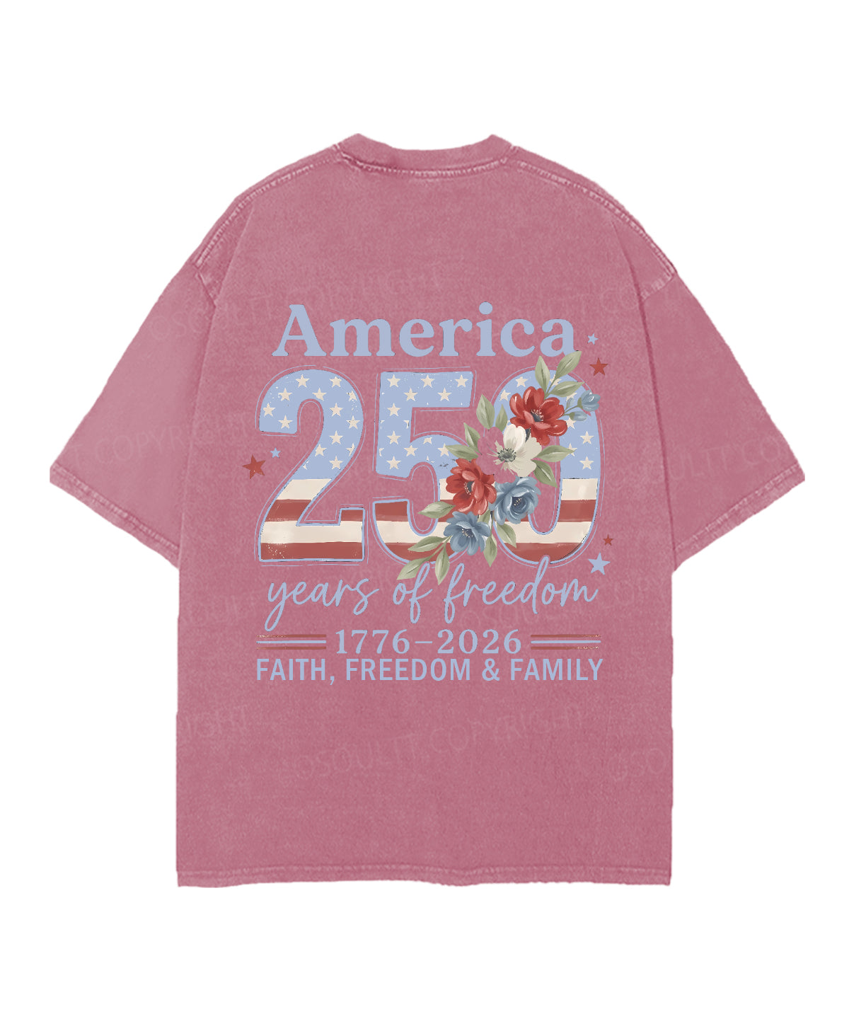 250 Years America Anniversary Double Sided Unisex Christian Washed T-Shirt & Shorts