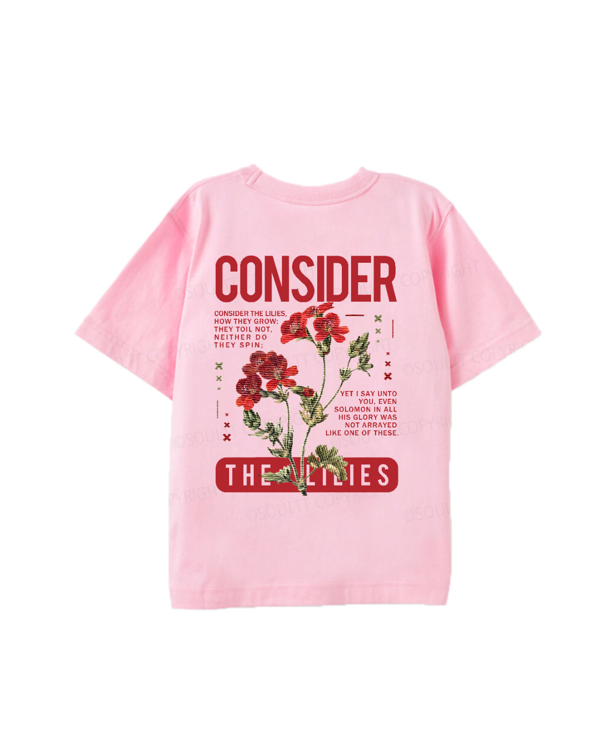 Kids Consider The Lilies Double Sided Cotton Christian T-shirt