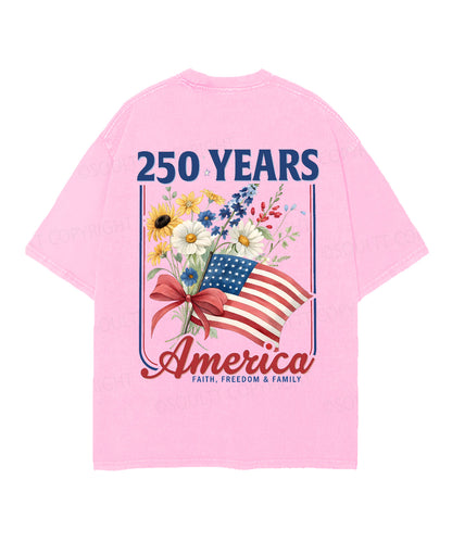 250 Years America Anniversary Double Sided Unisex Christian Washed T-Shirt & Shorts