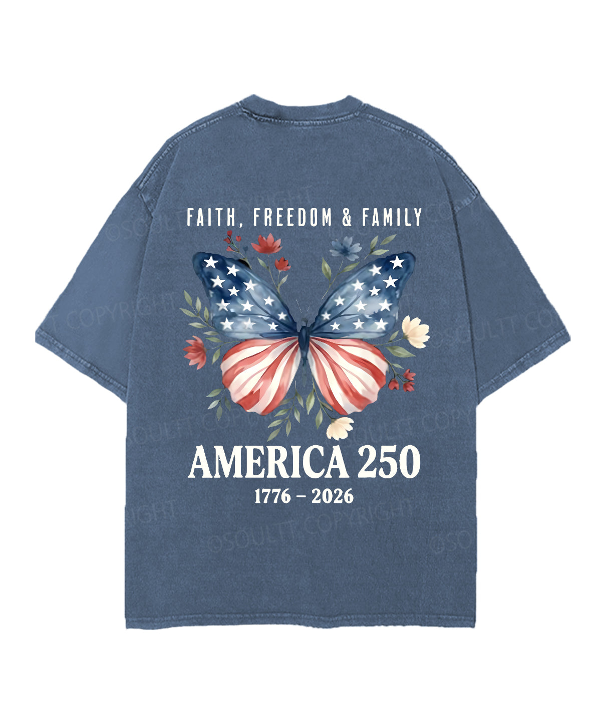 250 Years America Anniversary Double Sided Unisex Christian Washed T-Shirt & Shorts