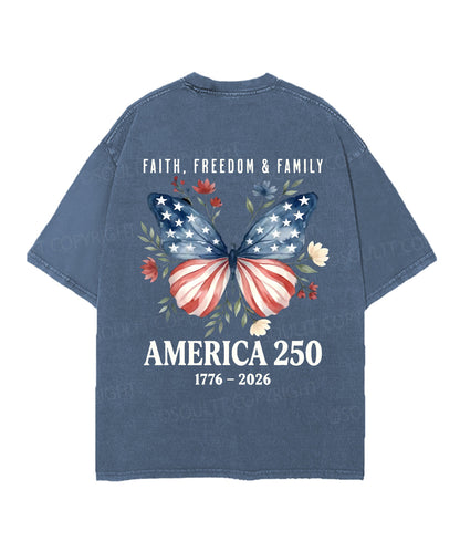 250 Years America Anniversary Double Sided Unisex Christian Washed T-Shirt & Shorts