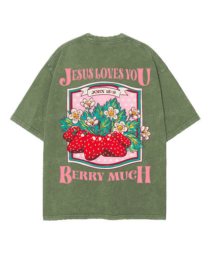 Jesus Loves You Double Sided Unisex Washed Christian T-shirt