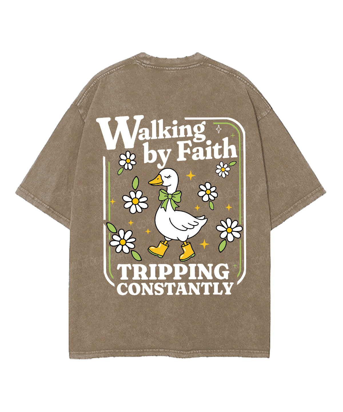 Walking By Faith Tripping Constantly Double Sided Unisex Washed Christian T-shirt