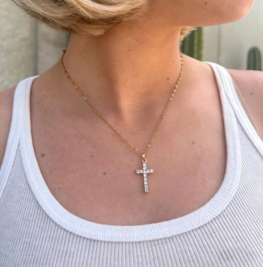 18k Gold Diamond-filled Luxury Cross Necklace