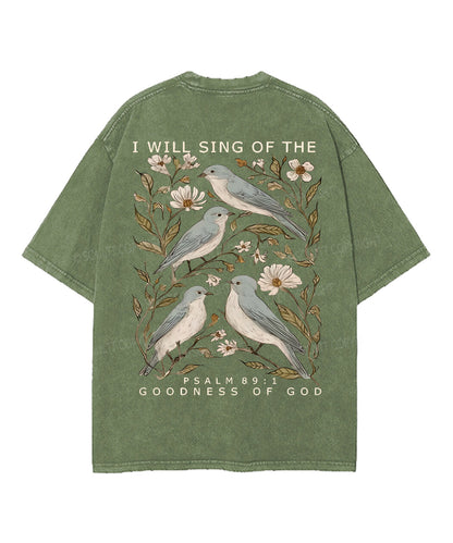 I Will Sing Of The Goodness Of God Double Sided Unisex Washed Christian T-shirt