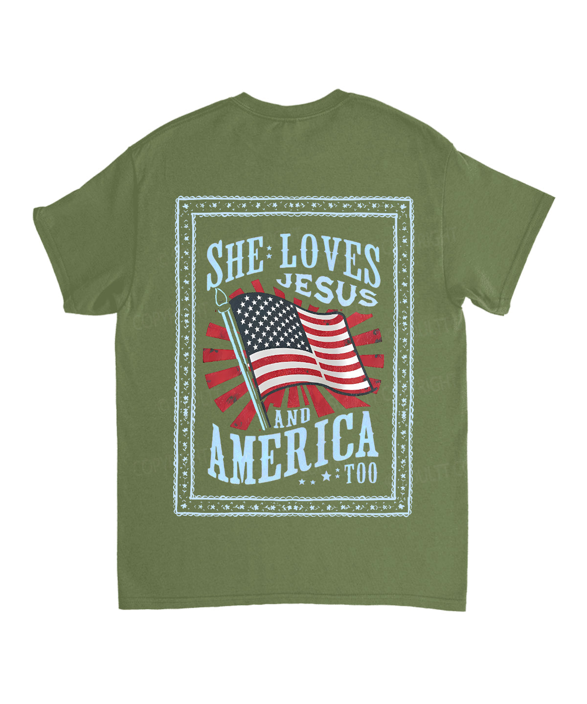 She Loves Jesus And America Too Double Sided Unisex Washed Christian T-shirt