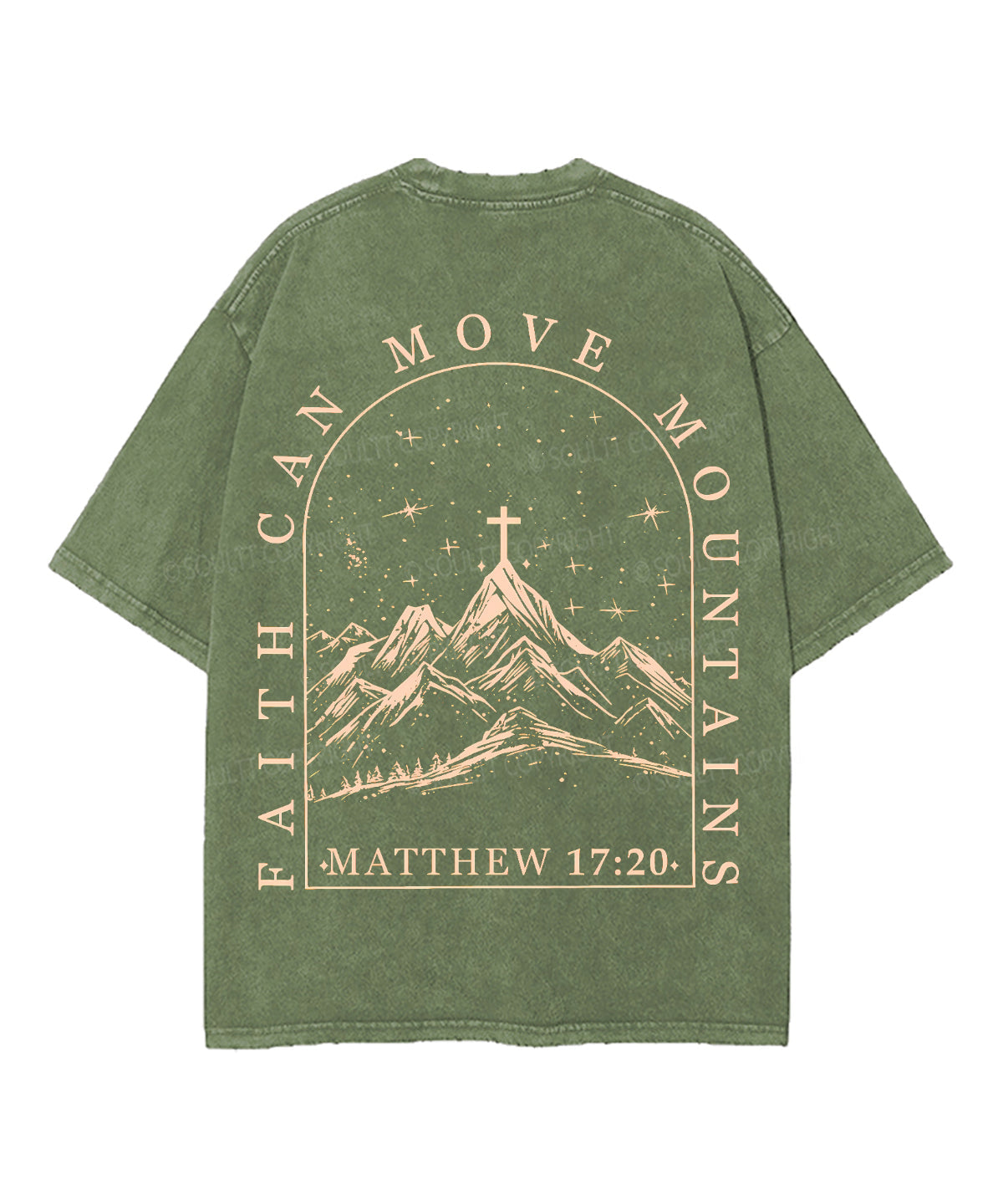 Faith Can Move Mountains Double Sided Unisex Washed Christian T-shirt