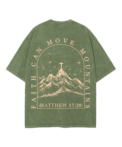 Faith Can Move Mountains Double Sided Unisex Washed Christian T-shirt